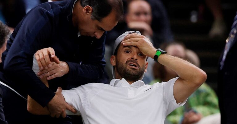 Insólito: Dimitrov estaba eliminando a Sinner y se retiró de Wimbledon por una lesión