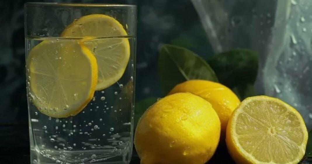 Olla con cáscaras de limón y rodajas de jengibre hirviendo en agua, sobre una mesa de cocina.