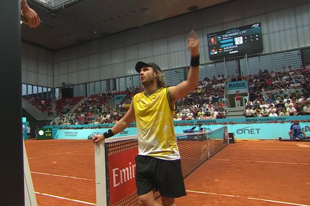 Marco Trungelliti durante su partido ante Daniel Mérida en el Masters 1000 de Madrid