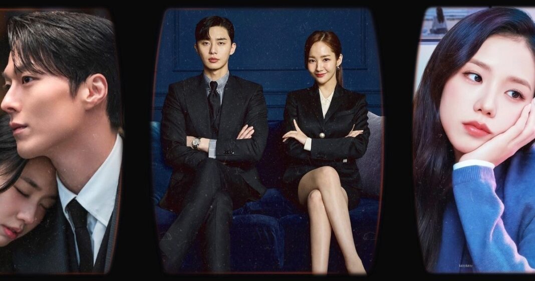 Collage con personajes de varios K-Dramas ambientados en oficinas.