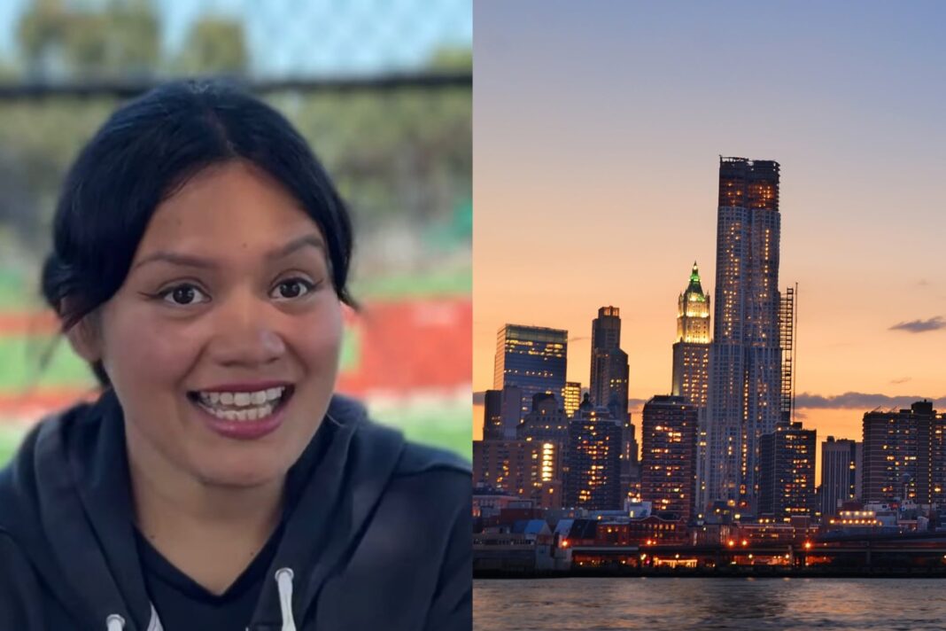 Verónica Hernández mostrando el interior de su auto adaptado como vivienda en San Francisco.