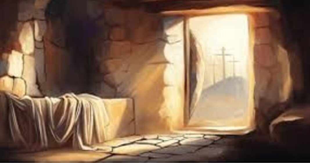 Símbolos tradicionales de la Pascua, como huevos o una cruz, en un contexto argentino.