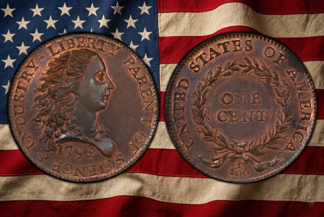 Birch Cent de 1792, moneda de cobre con inscripción LIBERTY y retrato central