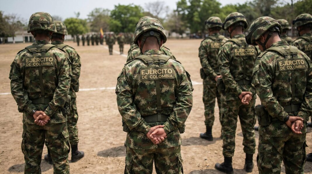 Militares custodiando puesto de votación en Colombia durante elecciones presidenciales