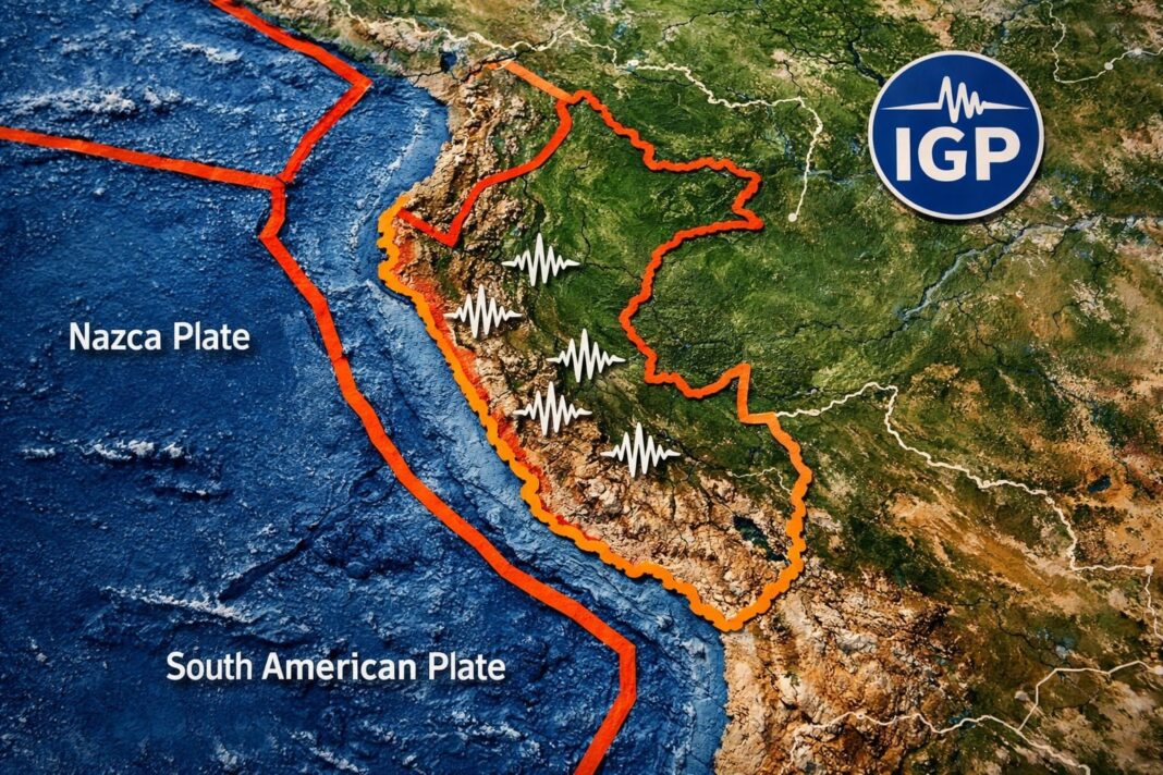 Mapa sísmico del IGP con epicentro en Ica, Perú