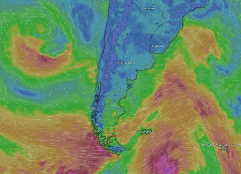 Mapa de Argentina con alertas meteorológicas del SMN por frío extremo y vientos fuertes