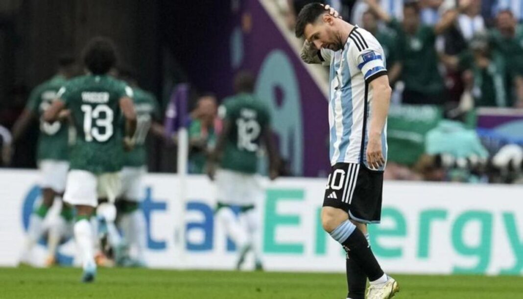 Jugadores de la Selección argentina en un partido de fútbol