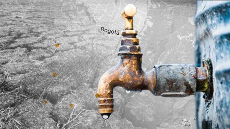 Mapa de Bogotá con zonas de corte de agua