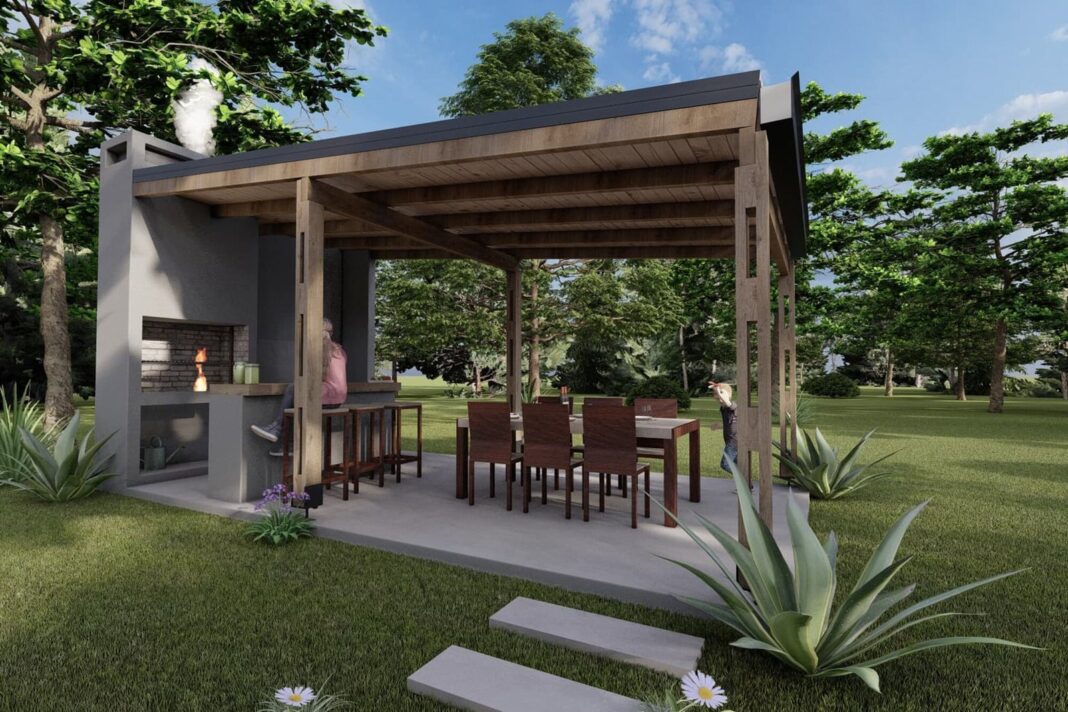 Parrilla de quincho remodelada con estructura de acero inoxidable
