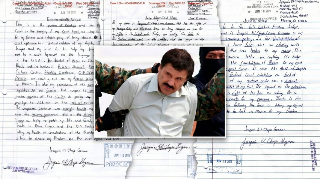 Fotografía de Joaquín El Chapo Guzmán esposado durante su extradición a Estados Unidos