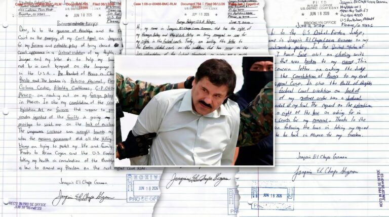 Fotografía de Joaquín El Chapo Guzmán esposado durante su extradición a Estados Unidos
