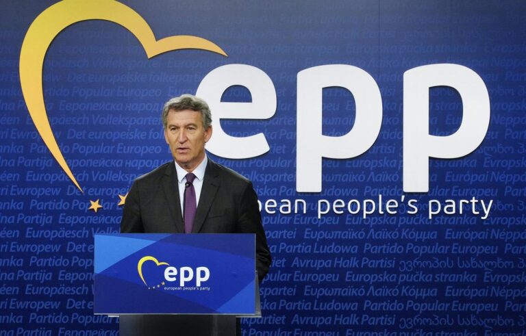 Alberto Núñez Feijóo en rueda de prensa en Bruselas