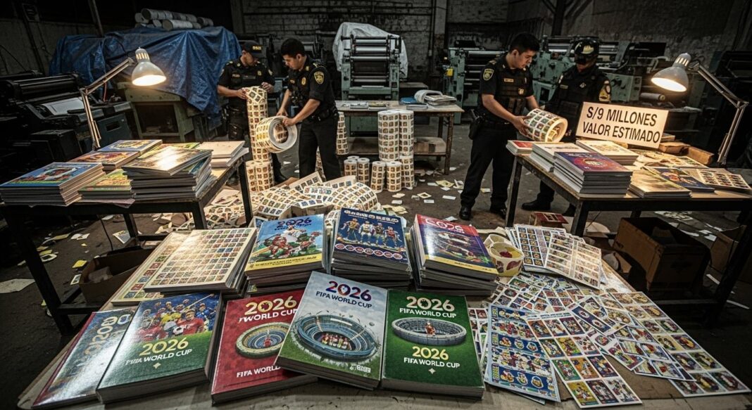Sacos con figuritas falsificadas del Mundial 2026 incautadas por la Policía en Breña