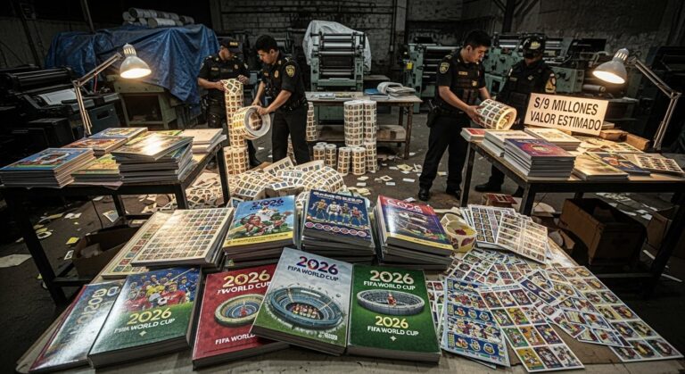 Sacos con figuritas falsificadas del Mundial 2026 incautadas por la Policía en Breña
