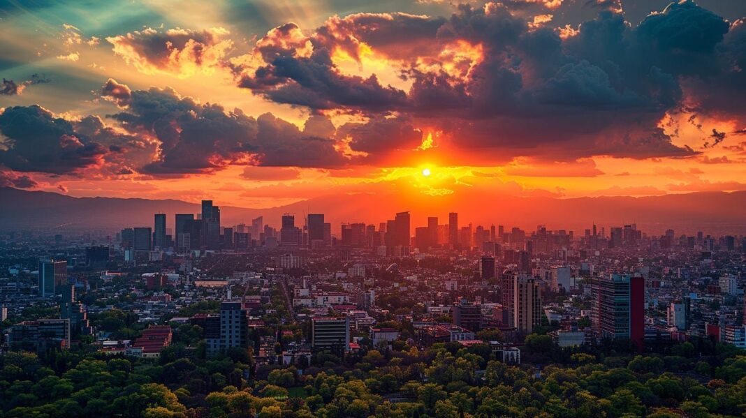 Vista de Los Ángeles con cielo nublado