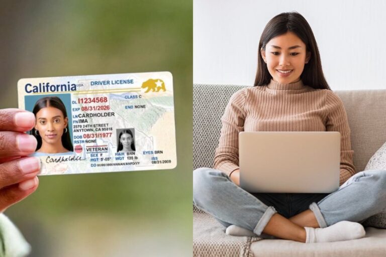 Oficina del DMV en California con señal de licencia de conducir