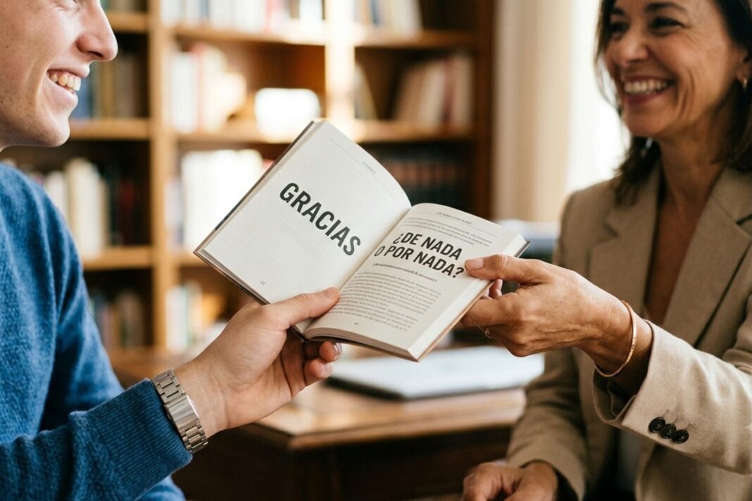 Ilustración de la palabra gracias escrita en un fondo blanco