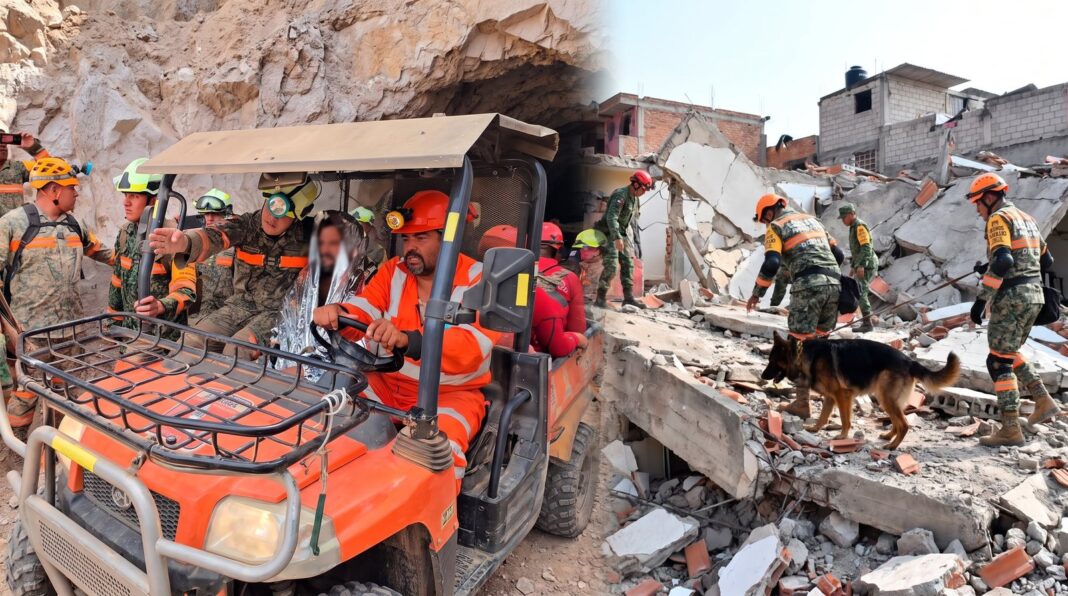 Militares del Batallón de Atención a Emergencias durante labores de rescate