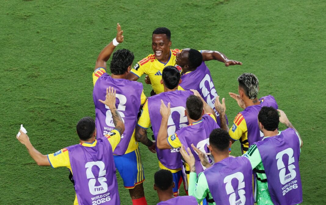 Jugadores de Colombia celebrando el gol de Jhon Arias ante Ghana en el Mundial 2026