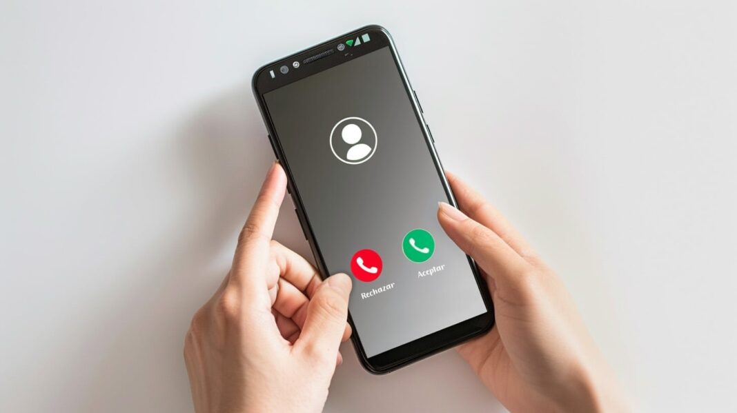 Persona sosteniendo un teléfono mientras escucha una llamada desconocida, ilustración sobre estafas telefónicas
