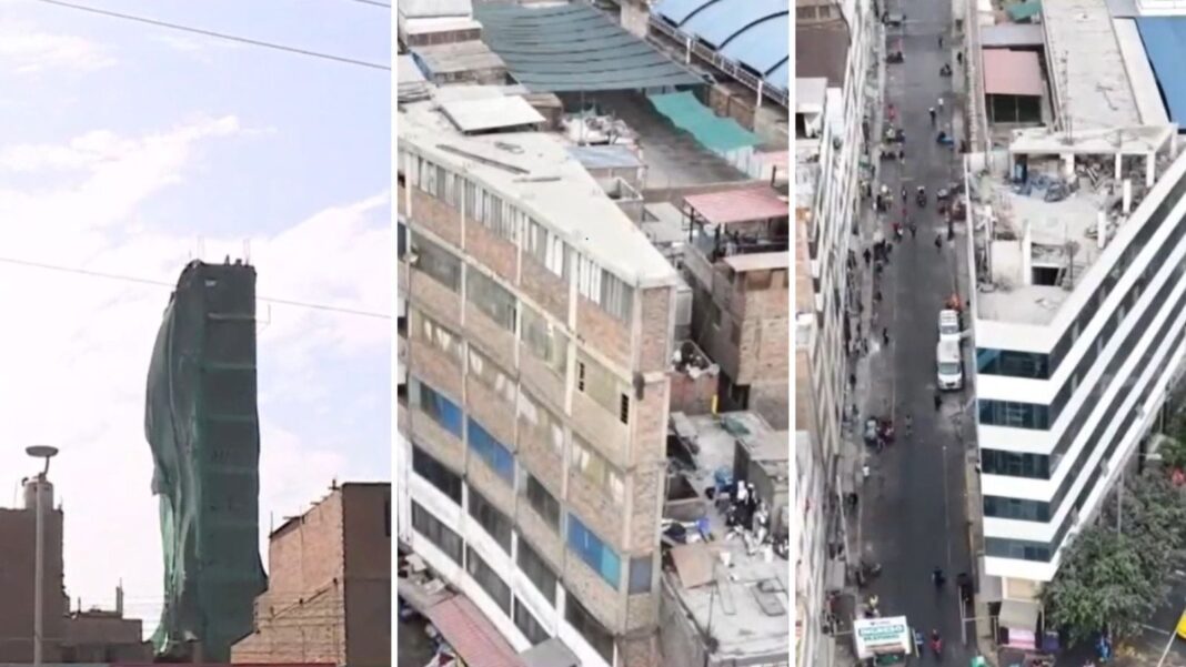 Edificio lápiz en Lima, torre angosta y alta entre viviendas bajas