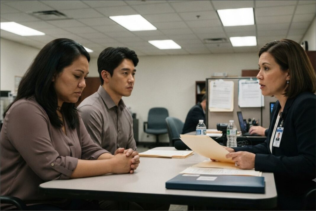 Documentos de inmigración y sello del Uscis
