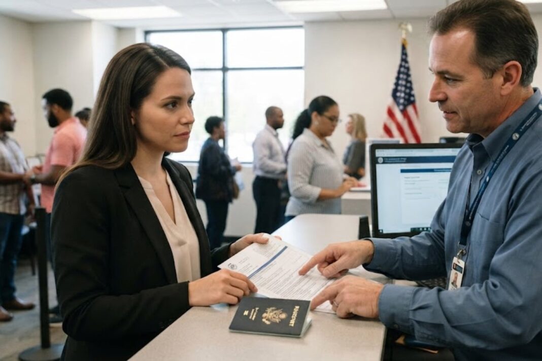 Pasaporte estadounidense sobre una mesa