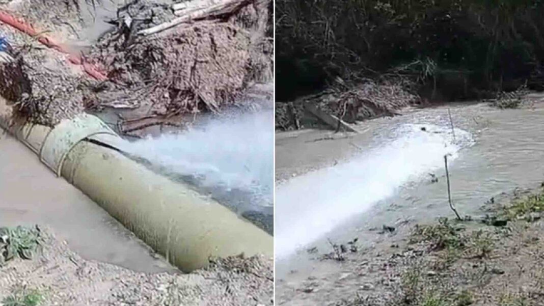 Fuga de agua en acueducto de Xpujil, Campeche