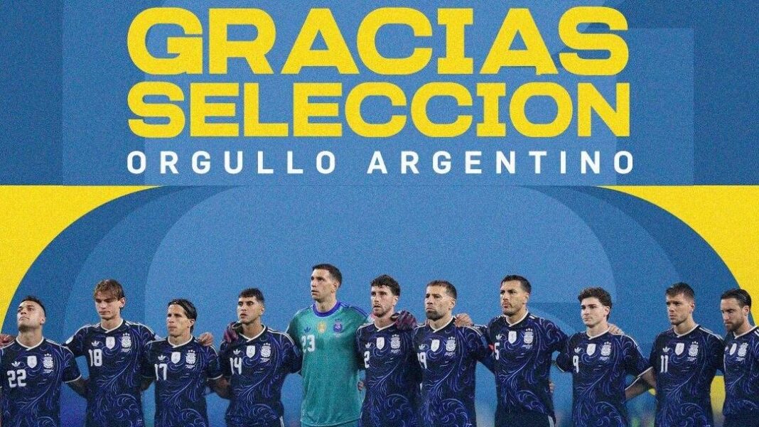 Publicación de Rosario Central en redes sociales con foto del equipo titular de la selección argentina sin Lionel Messi