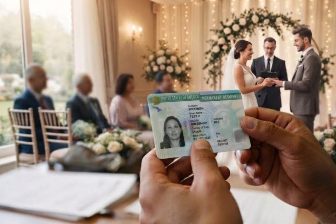 Sello del USCIS sobre documentos de inmigración