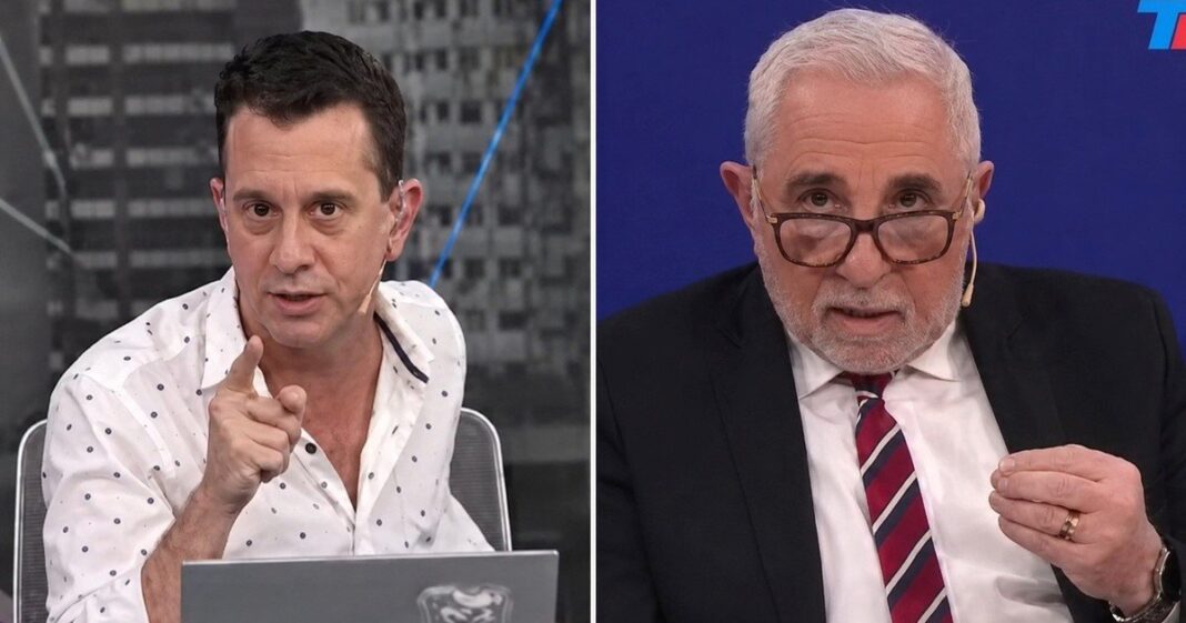 Matías Bertolotti y Roberto Canaletti durante el cruce en TN