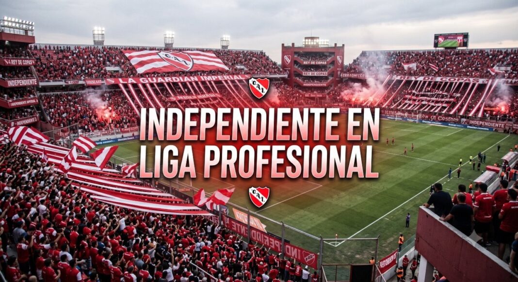 Jugadores de Independiente en partido por la Liga Profesional