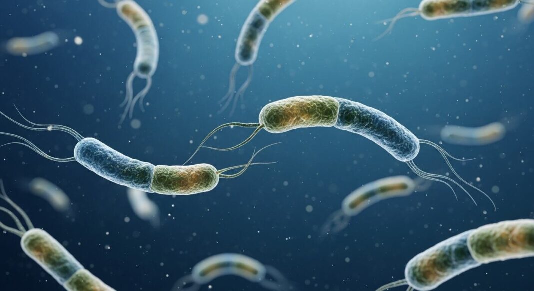 Bacteria Vibrio vulnificus vista al microscopio