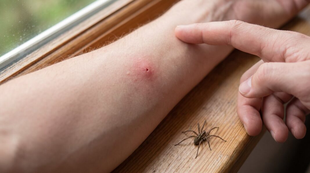 Araña doméstica sobre una superficie
