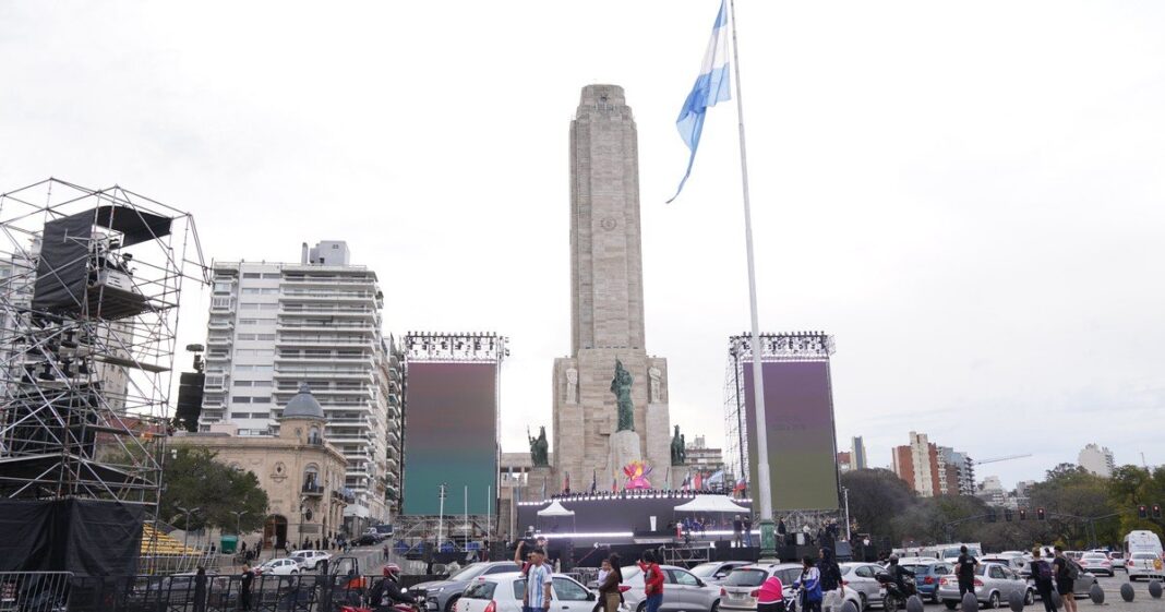 Monumento a la Bandera en Rosario, escenario de la ceremonia de apertura de los Juegos Suramericanos Santa Fe 2026