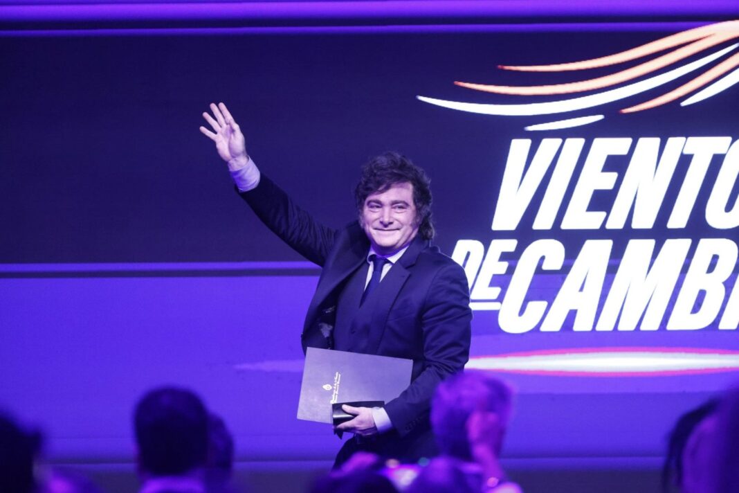 El presidente Javier Milei durante su discurso en el encuentro Vientos de Cambio