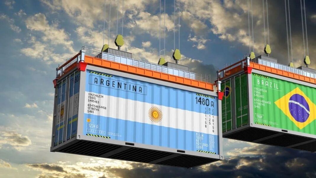 Fachada de la Bolsa de Comercio de Buenos Aires con gráficos financieros